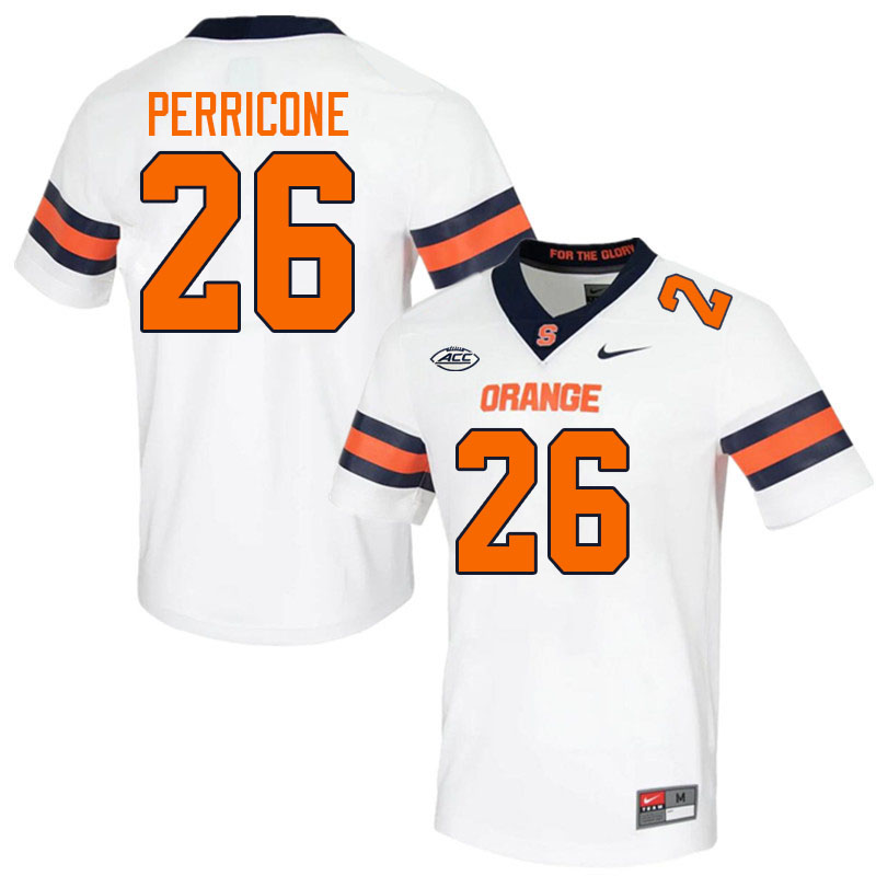 Syracuse Orange #26 Max Perricone College Football Jerseys Stitched Sale-White